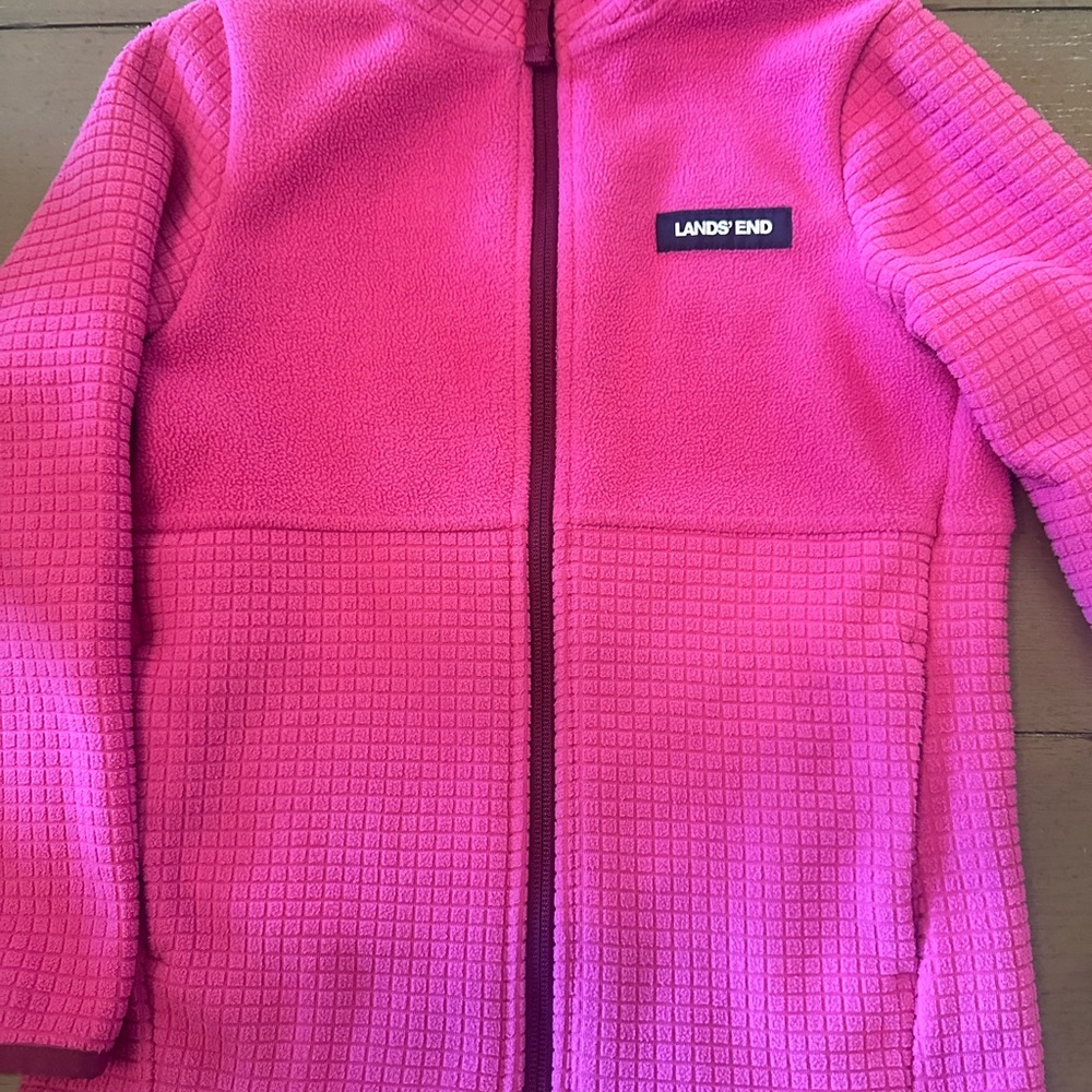 Lands' End Girls' Bright Pink Fleece Jacket